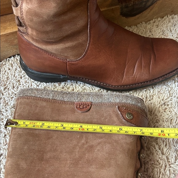 UGG Smithfield Riding Boots Women’s 8 Brown Leather and Suede Knee-High Boots - Picture 4 of 16